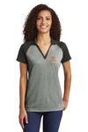 Ladies Raglan Heather Block Polo